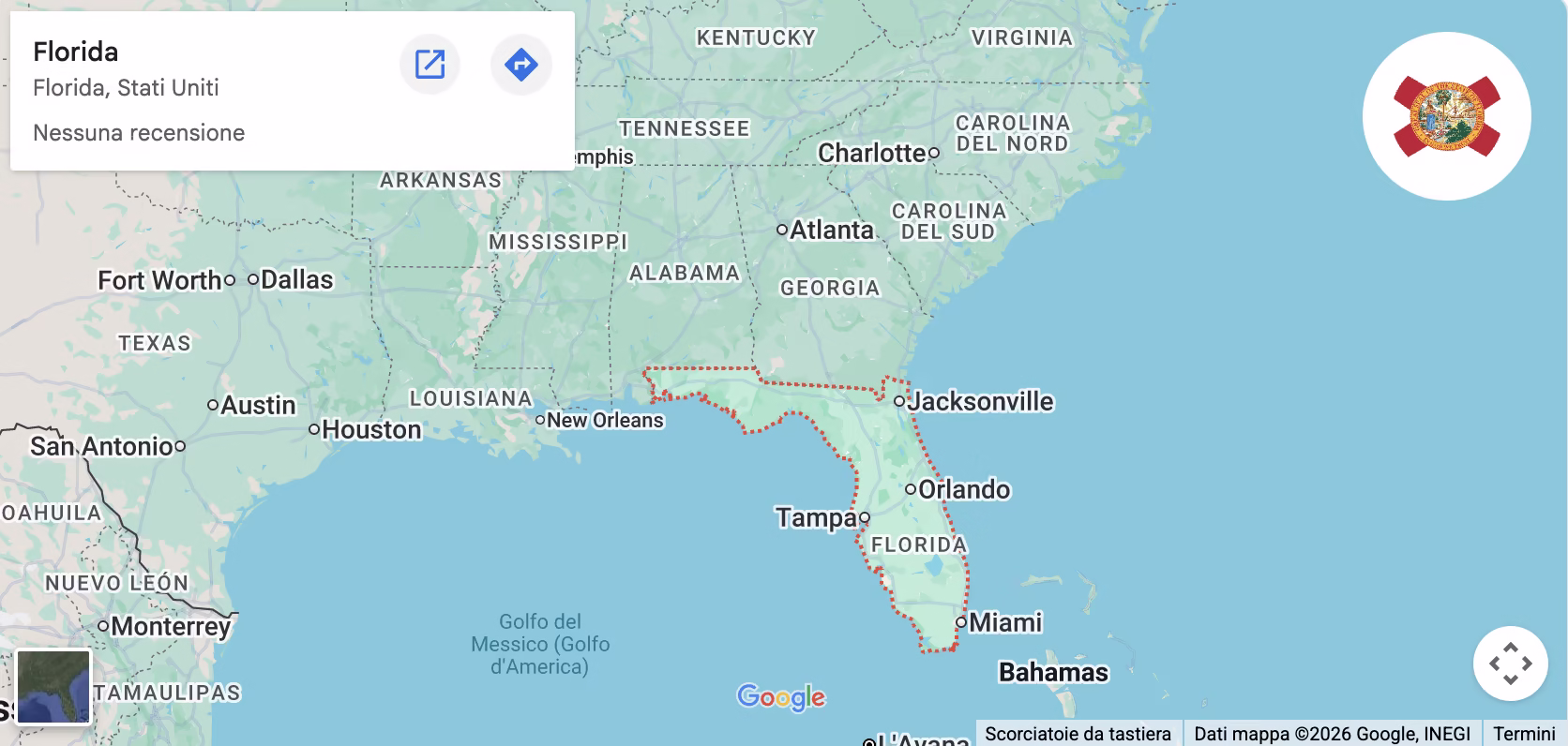 Mappa della Florida – Aprire LLC Florida con Studio Panama Italia