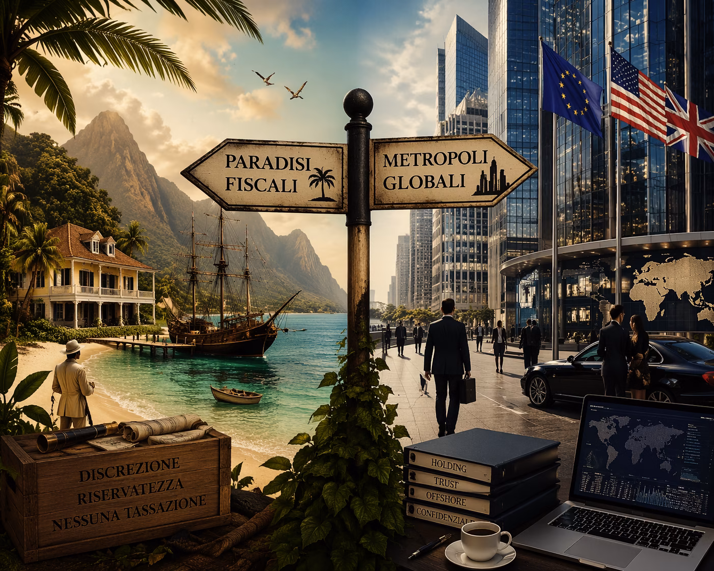 Where are the tax havens in the world, divided by geographical area, Caribbean, Europe, Asia, Middle East